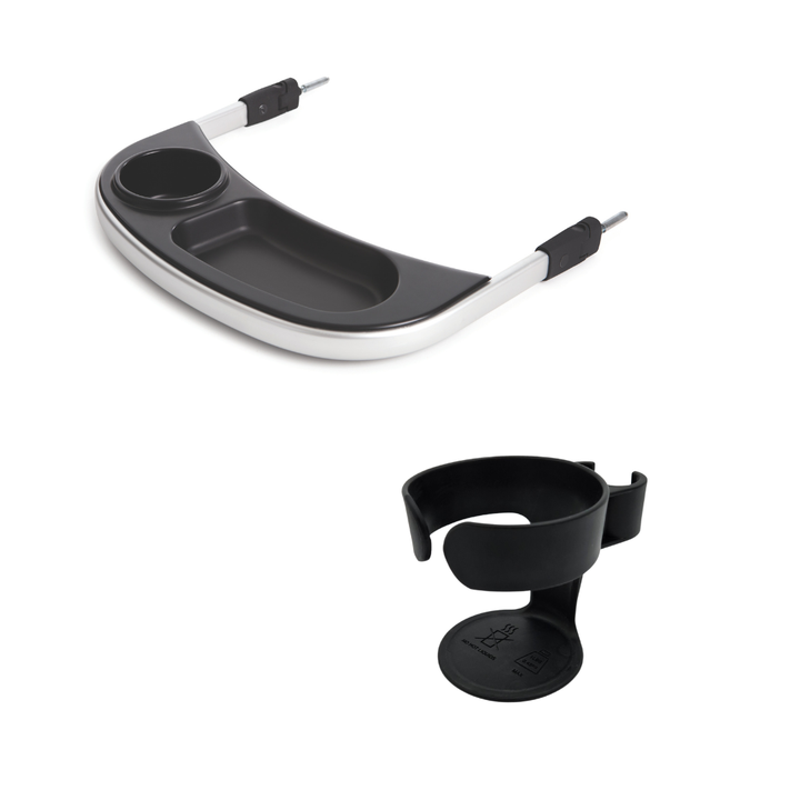 Bundle: Cup Holder + Snack Tray in Silver